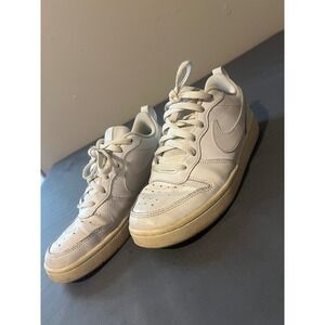Nike Court Borough Low 2 White Leather Sneakers BQ5448-100 Kids 5.5Y